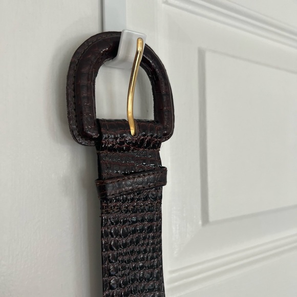 Vintage Accessories - NaNin Vintage Chocolate Croco Embossed Leather Belt